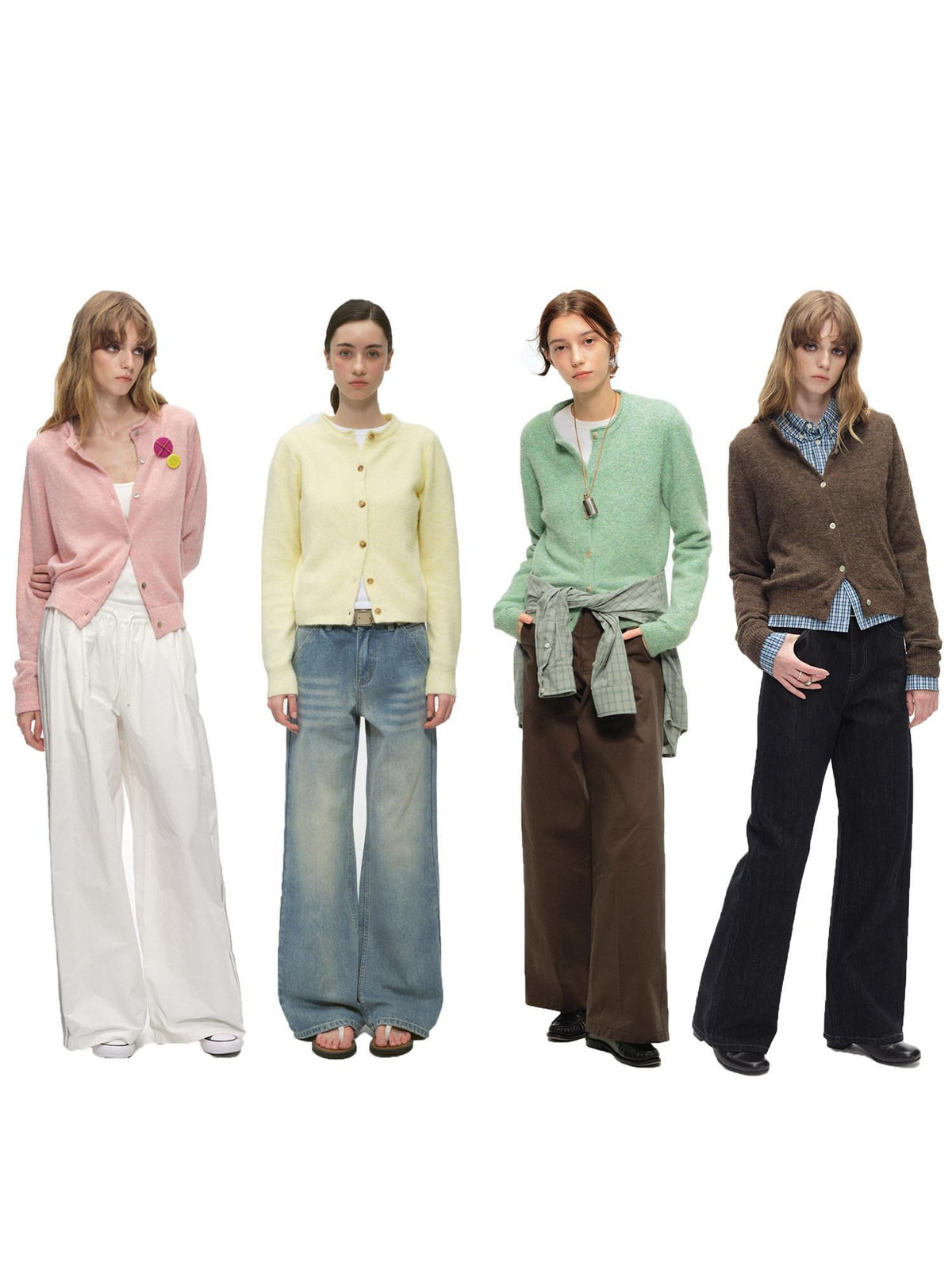 Country Moment Soft Slim Casual Buttoned Crewneck Knit Warm Long Sleeve Women Cardigans