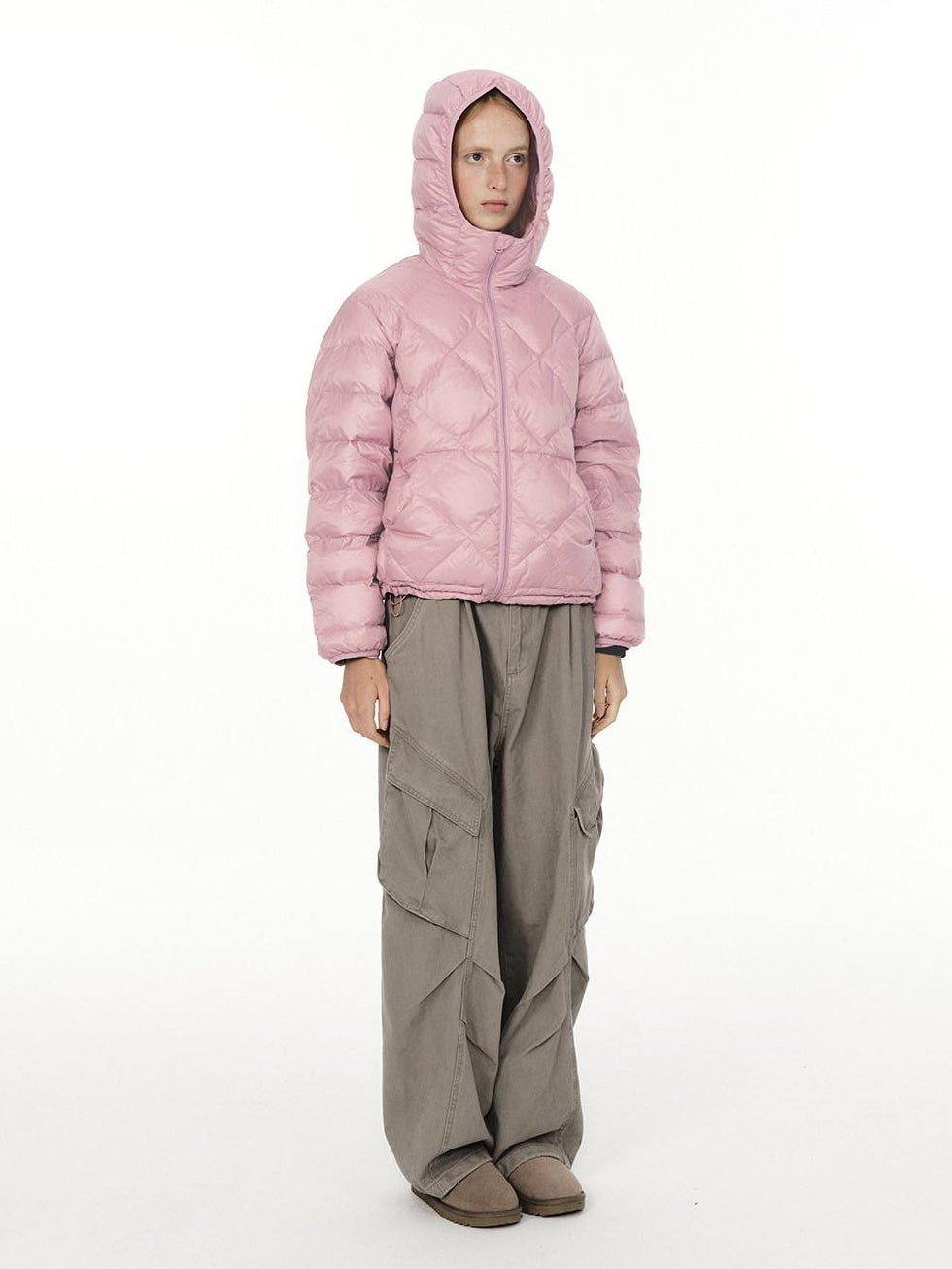 Country Moment 90% White Duck Down 650Fp Hooded Nylon Warm Windproof Pink Women Down Jackets