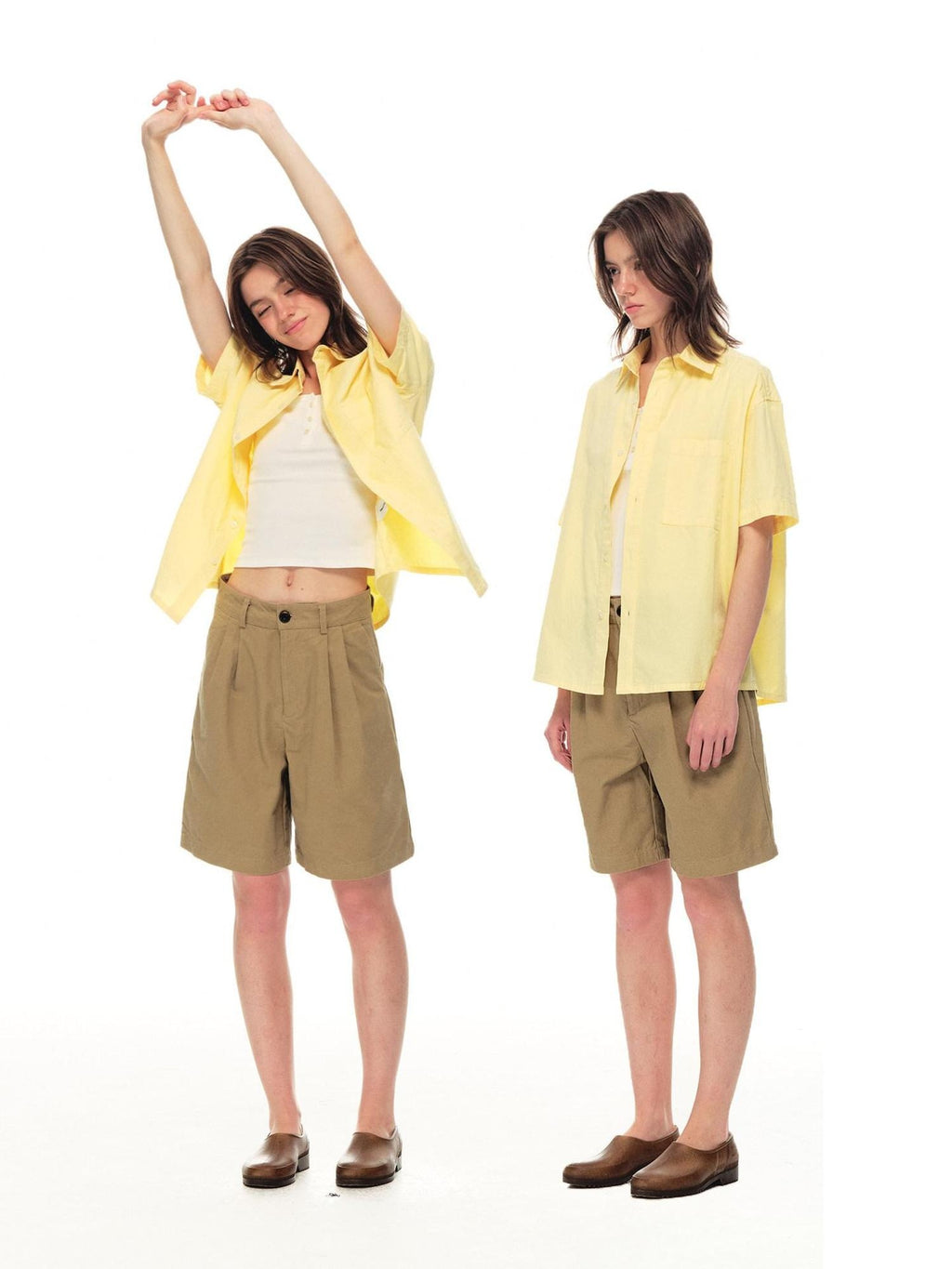 Country Moment Pure Cotton Washed Straight Leg Relaxed Retro Office Pockets Mid-Length Shorts