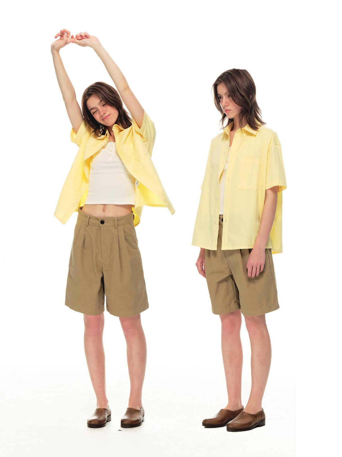Country Moment Pure Cotton Washed Straight Leg Relaxed Retro Office Pockets Mid-Length Shorts