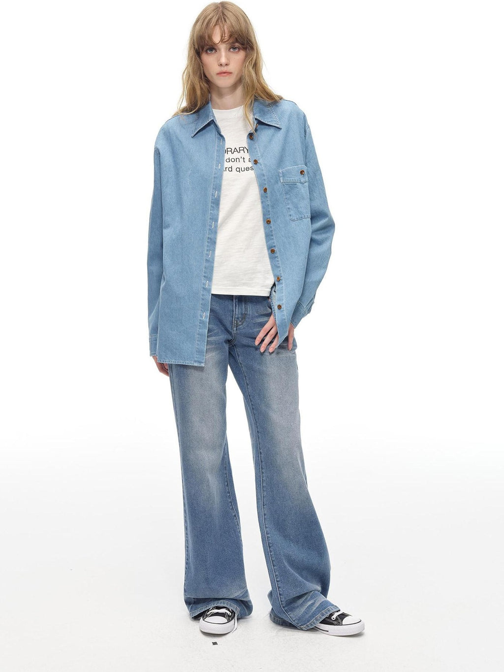 Country Moment Washed Cotton Oversized Vintage Shirt Collar Unisex Breathable Denim Jackets