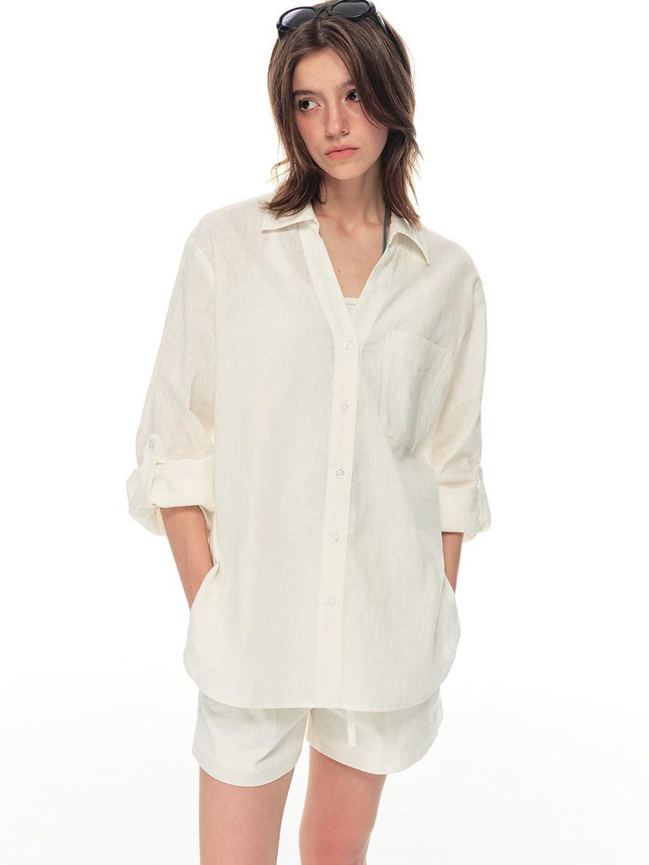 Country Moment Soft Breathable Lyocell Blend Long Sleeve Casual Slim Fit Youth White Shirts