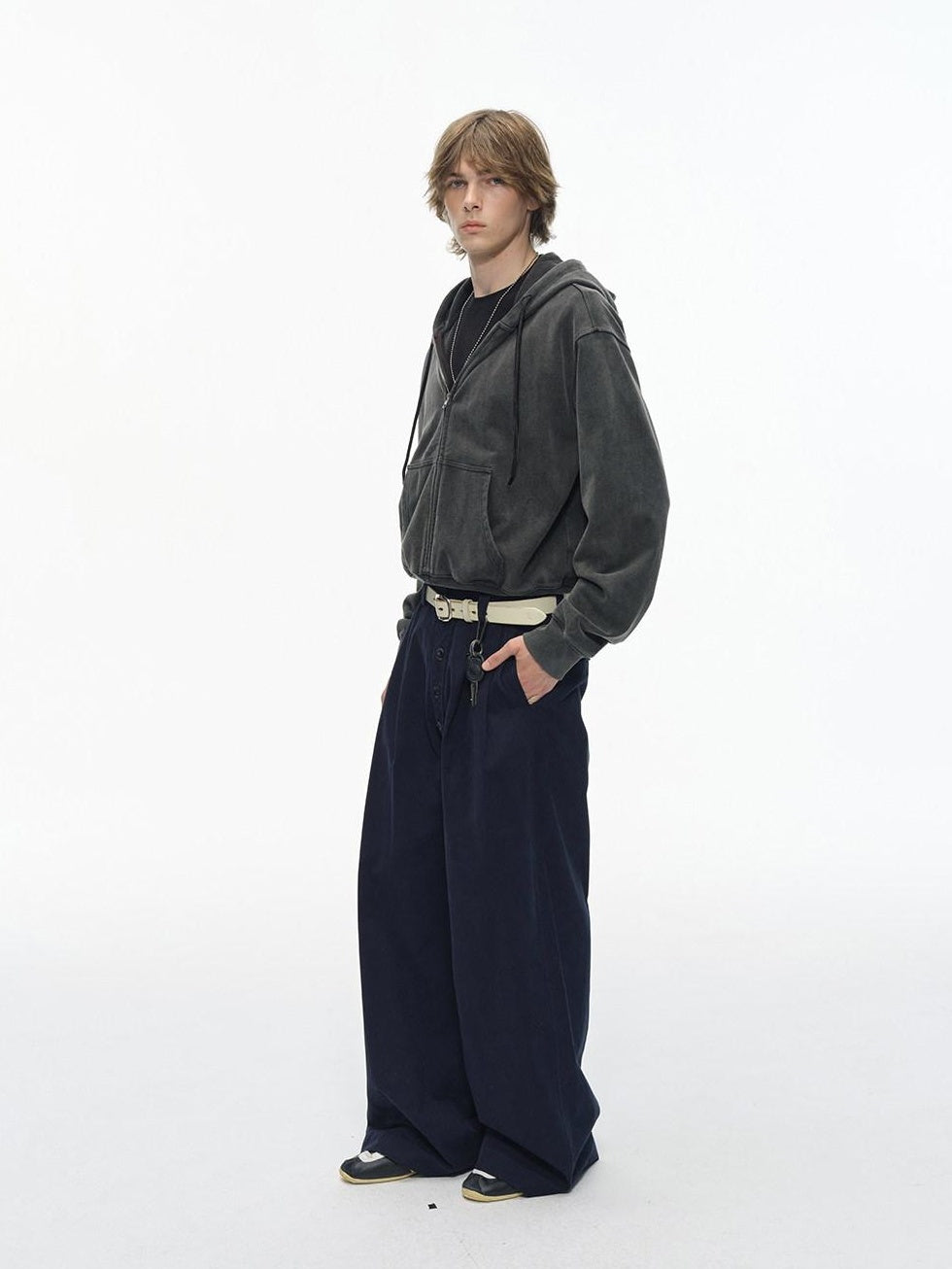 Country Moment Soft All Cotton Loose Fit Zip Front Hooded Unisex Casual Black Hoodie