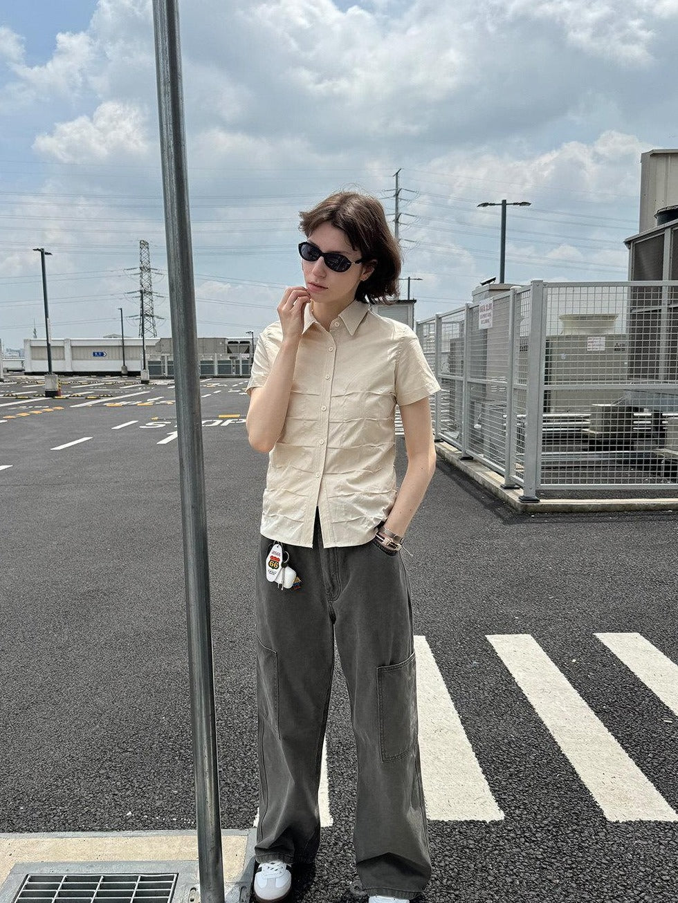 Country Moment Washed Pure Cotton Loose Fit Teen Everyday American Casual Straight Pants