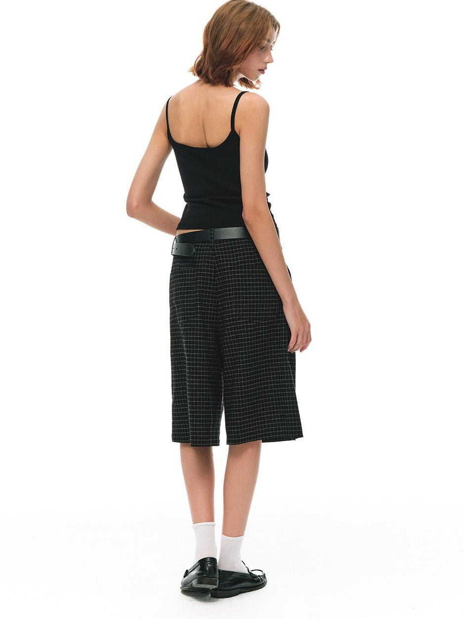Country Moment 100 Percent Cotton Plaid Mid Rise American Casual Citywalk Mid-Length Shorts