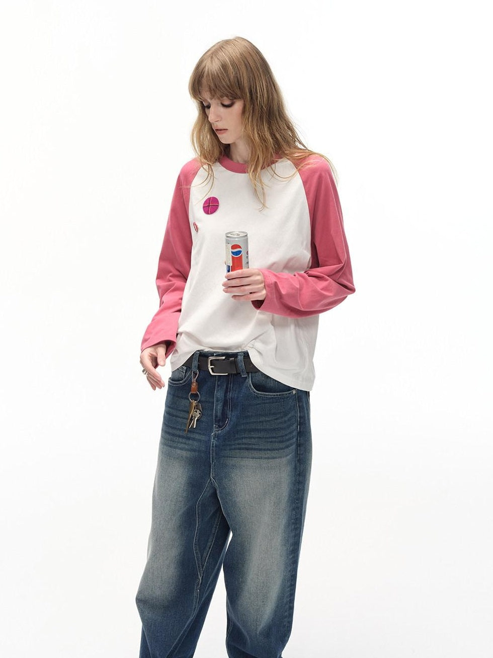 Country Moment 100% Cotton Soft Loose Colorblock Raglan Unisex Casual Long Sleeve T-Shirts