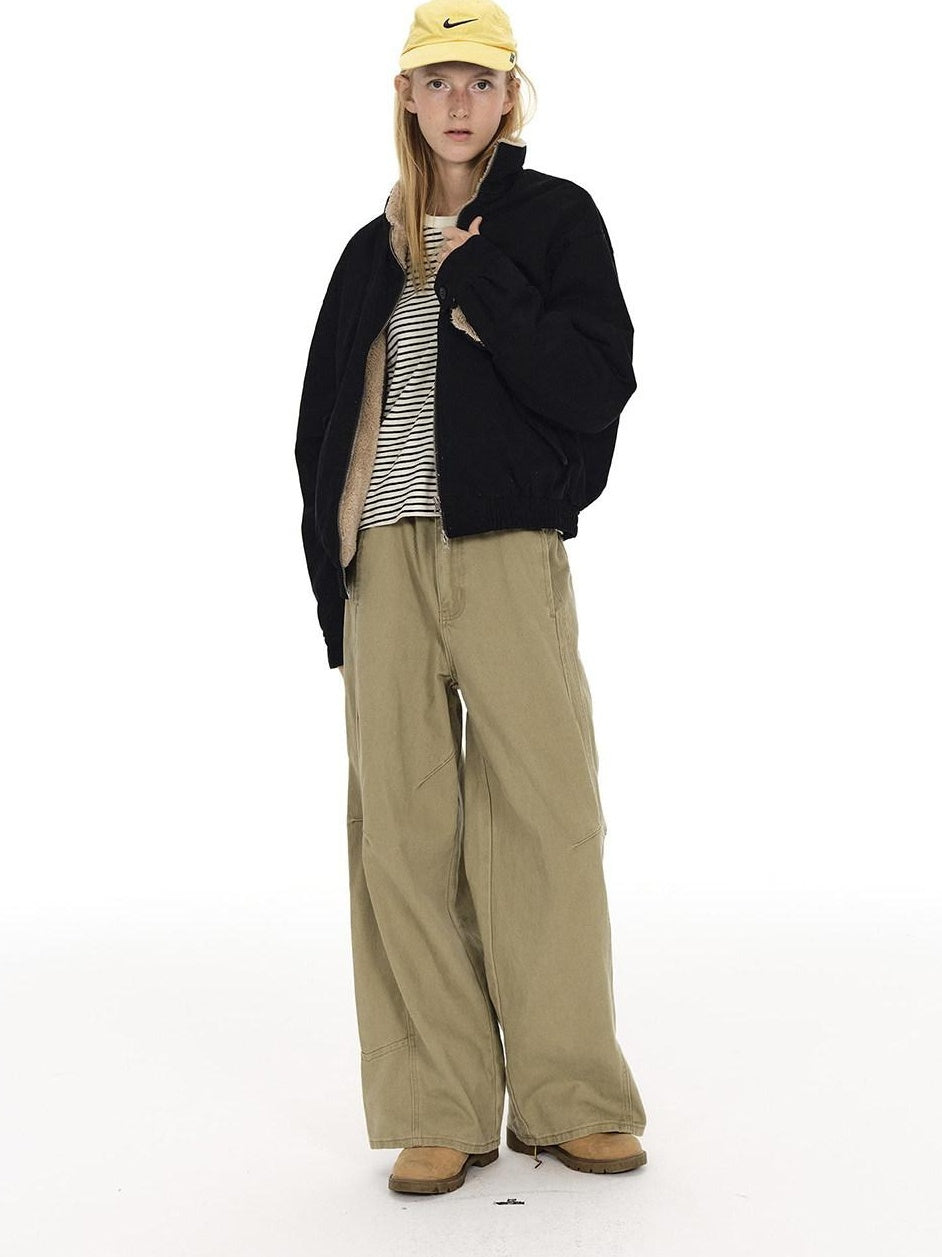 Country Moment Fleece Lined Stand Collar Unisex 100 Percent Cotton Black Cropped Jackets