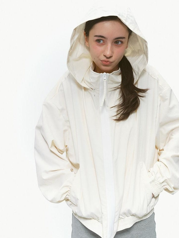 Country Moment High Upf100 Sun Protection Coated Nylon Loose Fit Hooded Zip Cropped Jackets