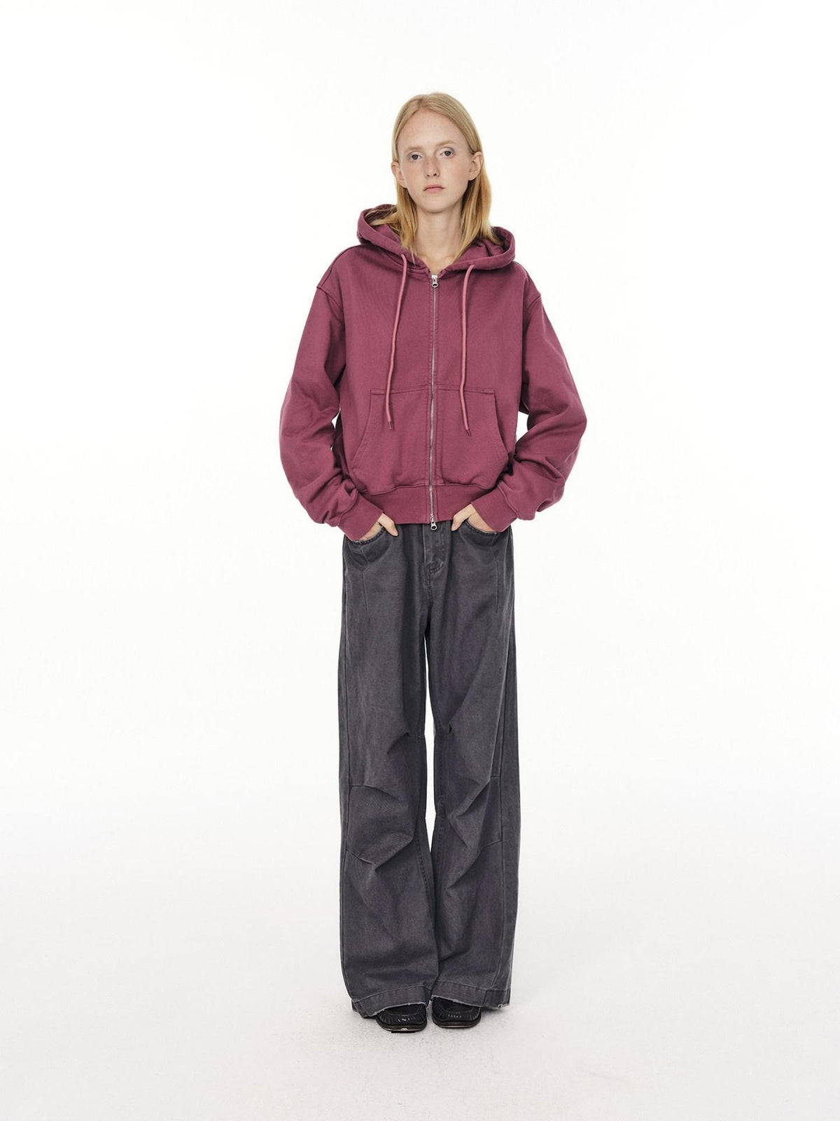 Country Moment Pure Cotton Wide Leg Button Fly Loose Casual Black Gray Navy Straight Pants