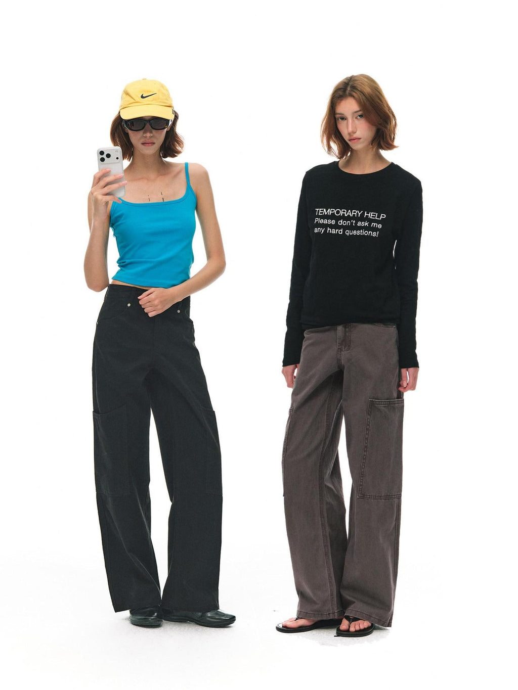 Country Moment 100% Cotton High Waist Breathable Loose Wide Leg Pockets Button Fly Cargo Pants