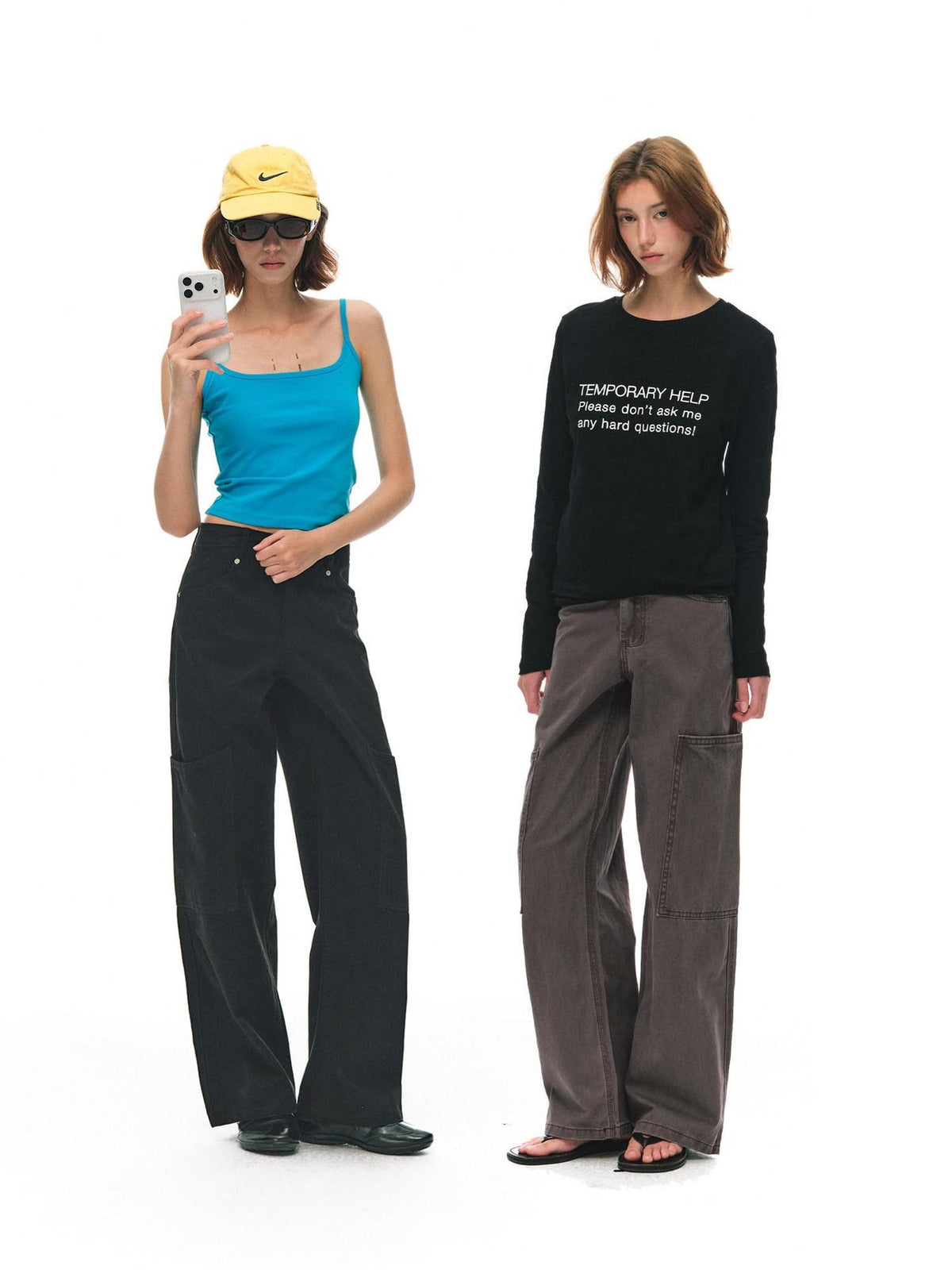 Country Moment 100% Cotton High Waist Breathable Loose Wide Leg Pockets Button Fly Cargo Pants