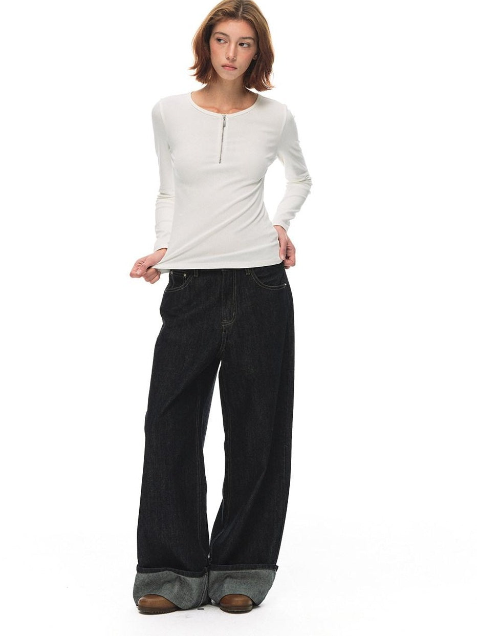 Country Moment Breathable Cotton Mid Rise Washed Loose Women Everyday Straight Leg Jeans