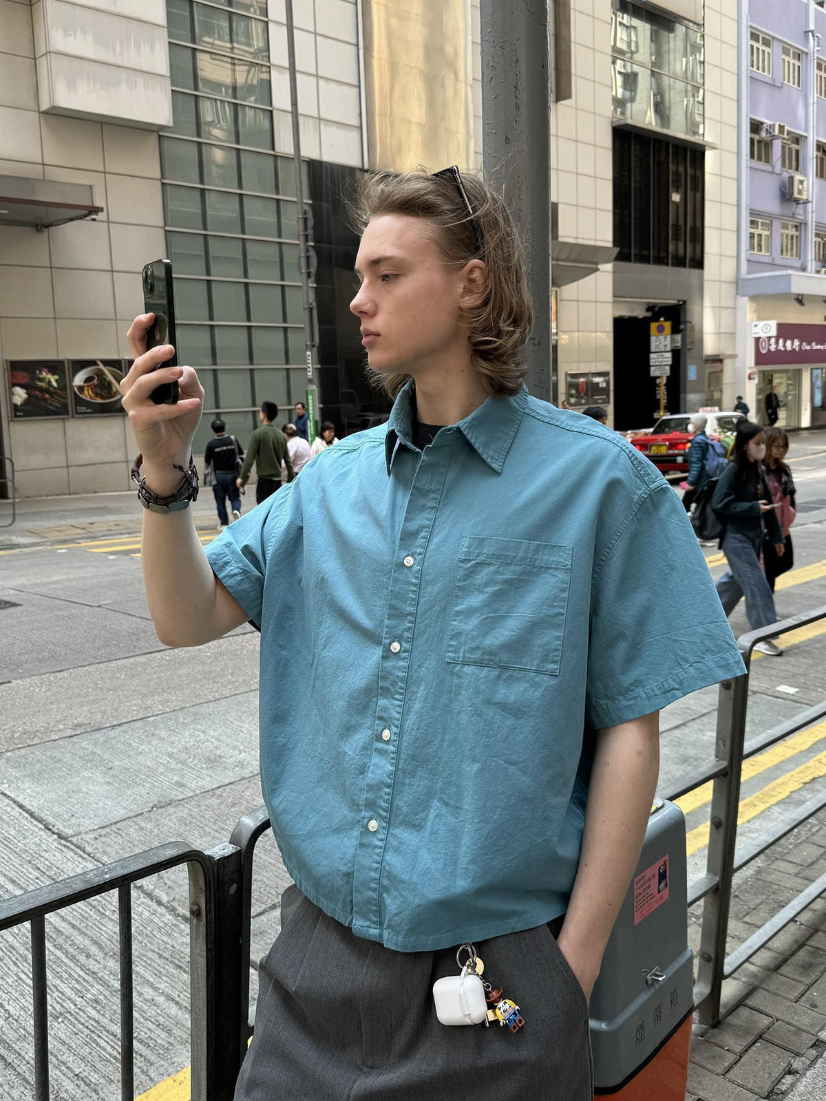 Country Moment Breathable 100% Cotton Square Neck Loose Fit Unisex Casual Short Sleeve Shirts