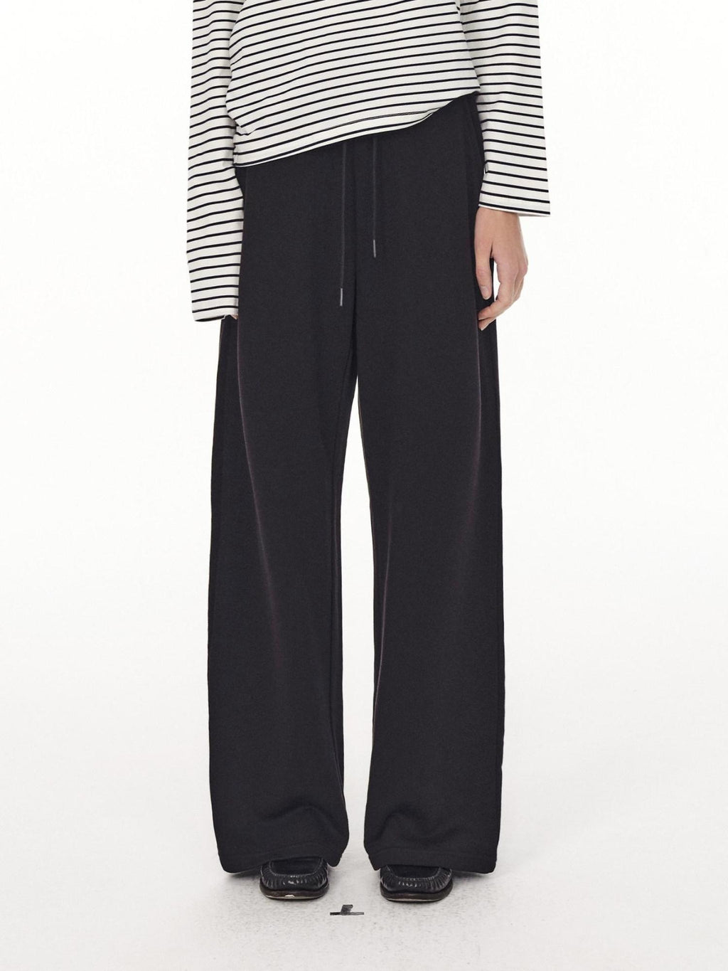Country Moment High Waist Breathable Cotton Loose Straight Leg Casual Black Grey Straight Pants