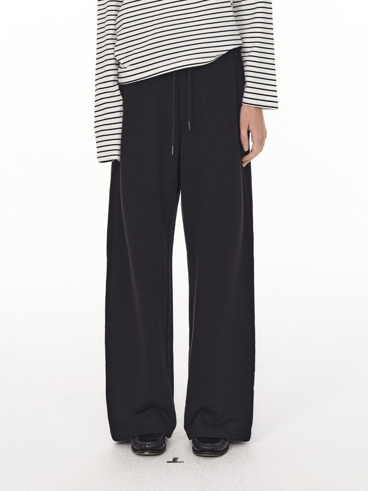 Country Moment High Waist Breathable Cotton Loose Straight Leg Casual Black Grey Straight Pants