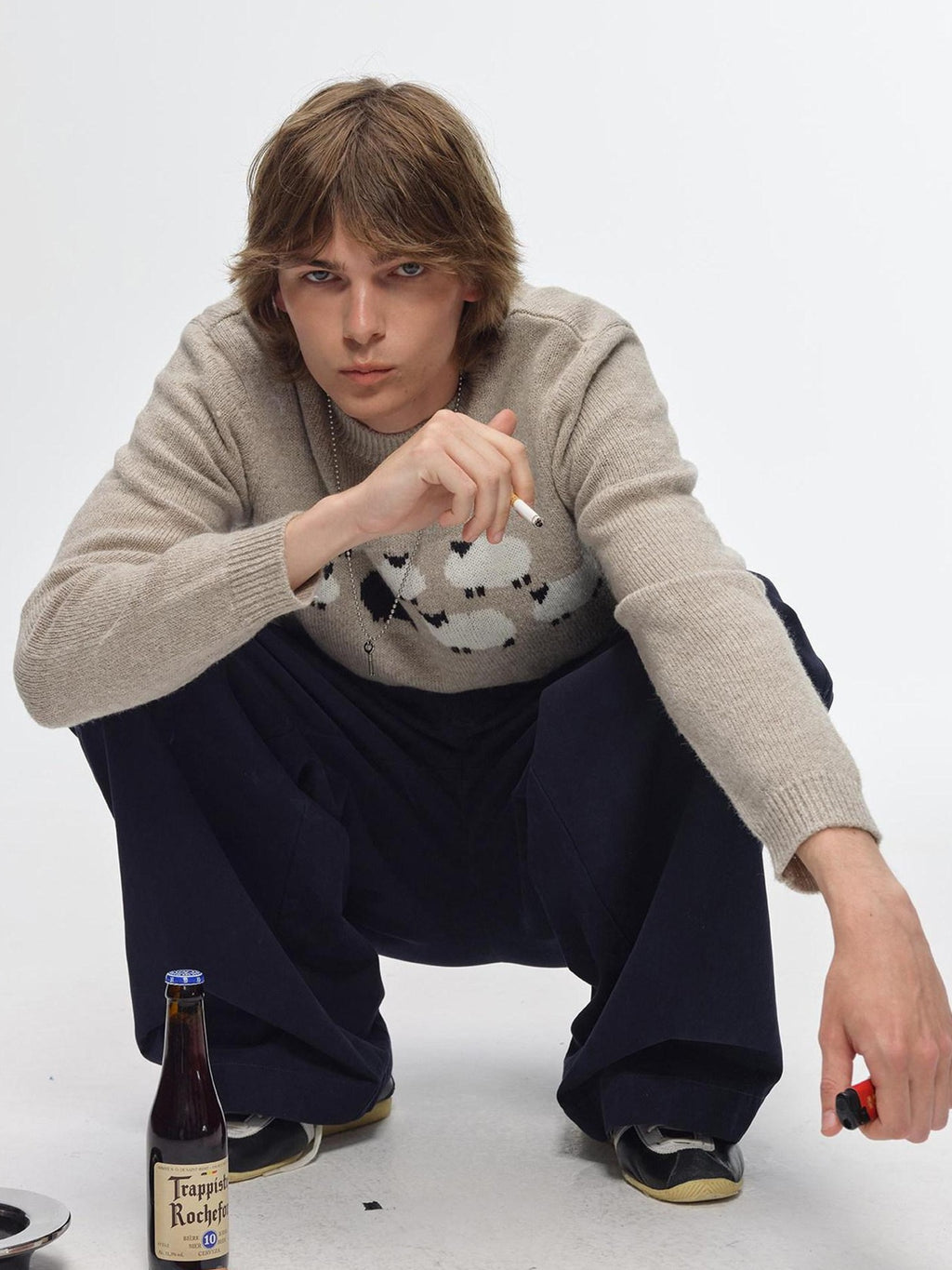 Country Moment Washed Cotton Button Loose Straight Casual Youth Wide Leg Pants