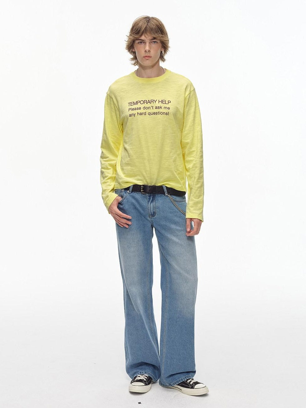 Country Moment Breathable Cotton Loose Fit Round Neck Unisex Letter Print Long Sleeve T-Shirts