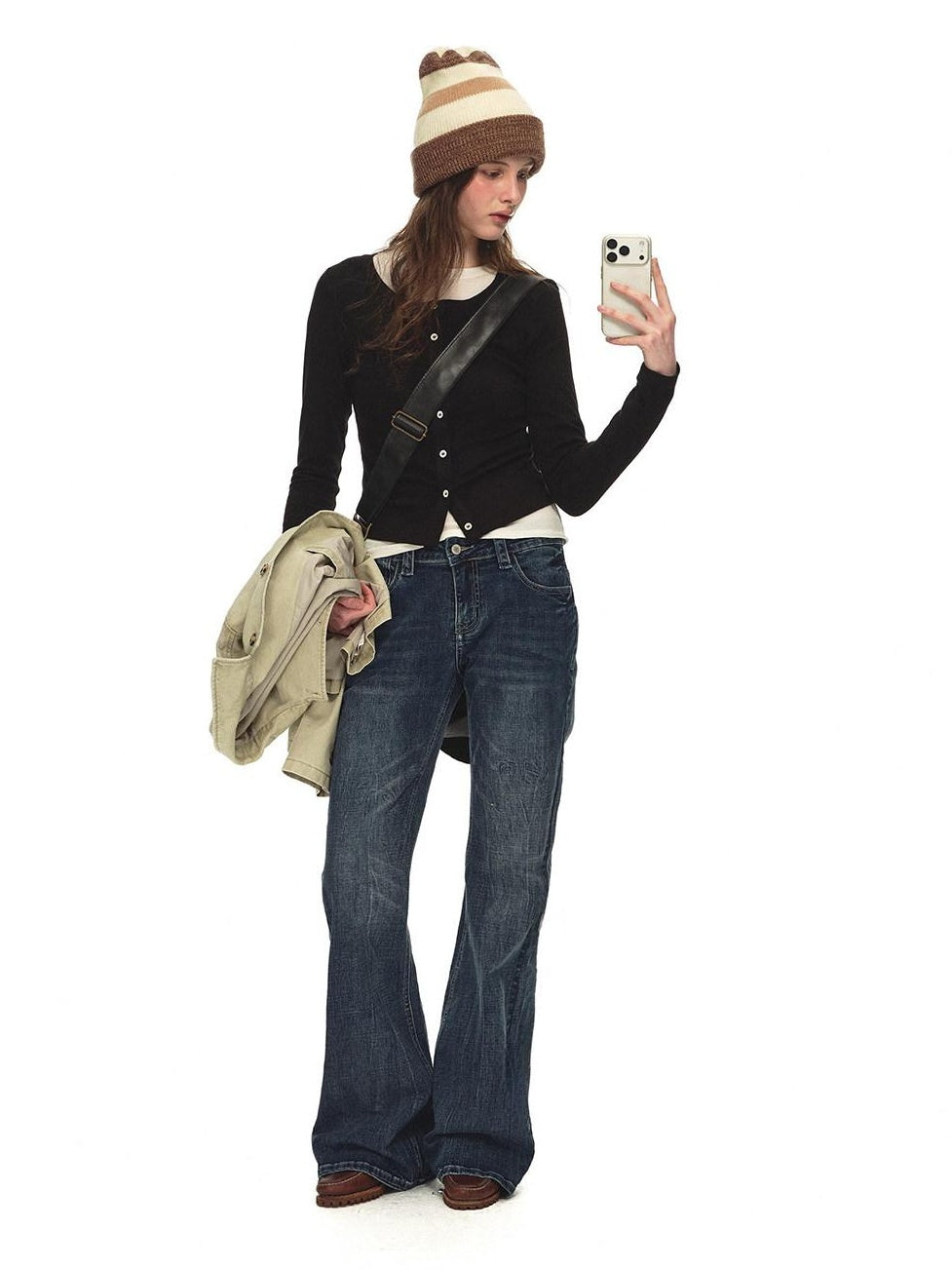Country Moment Slimming Soft Breathable Distressed Low Rise Vintage Blue Stonewash Flared Jeans