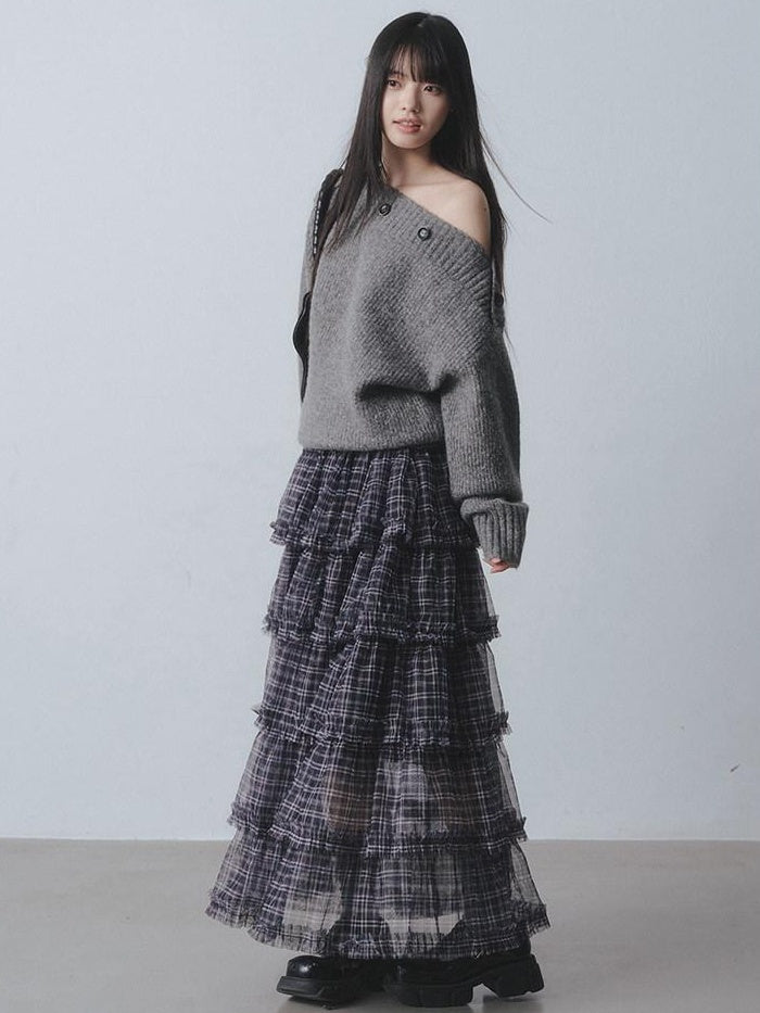 DDGIRL studio Breathable Lined Ruffle Pleated Panel High Waist A Line Youth Casual Maxi Skirts