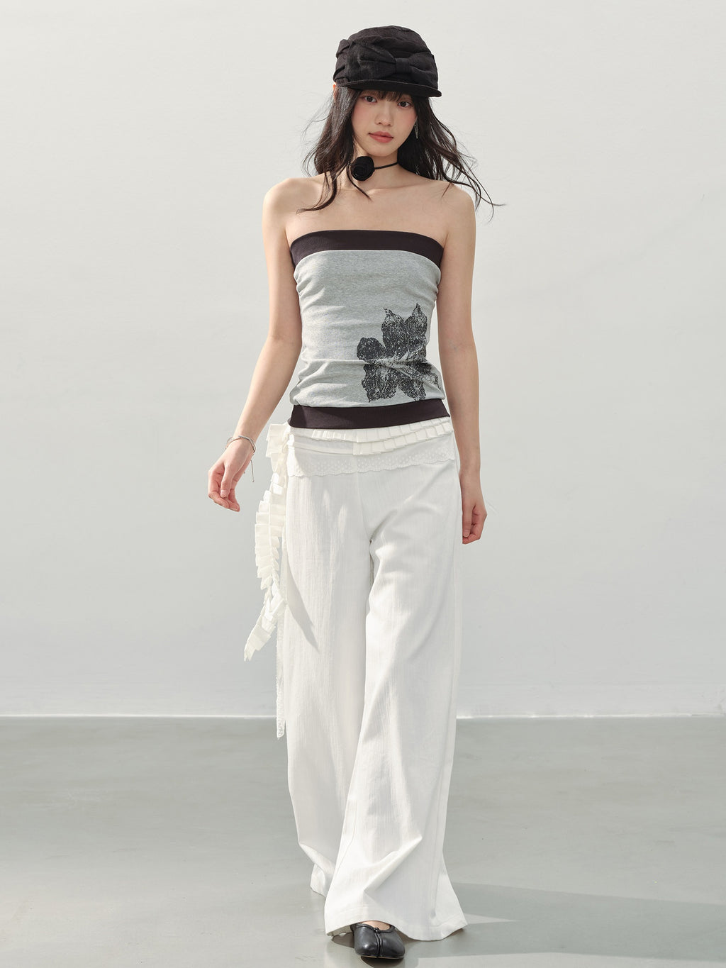 DDGIRL_studio_High_Waist_Shape_Retaining_Casual_Lace_Trim_Solid_White_Women_Wide_Leg_Pants_MISSTT