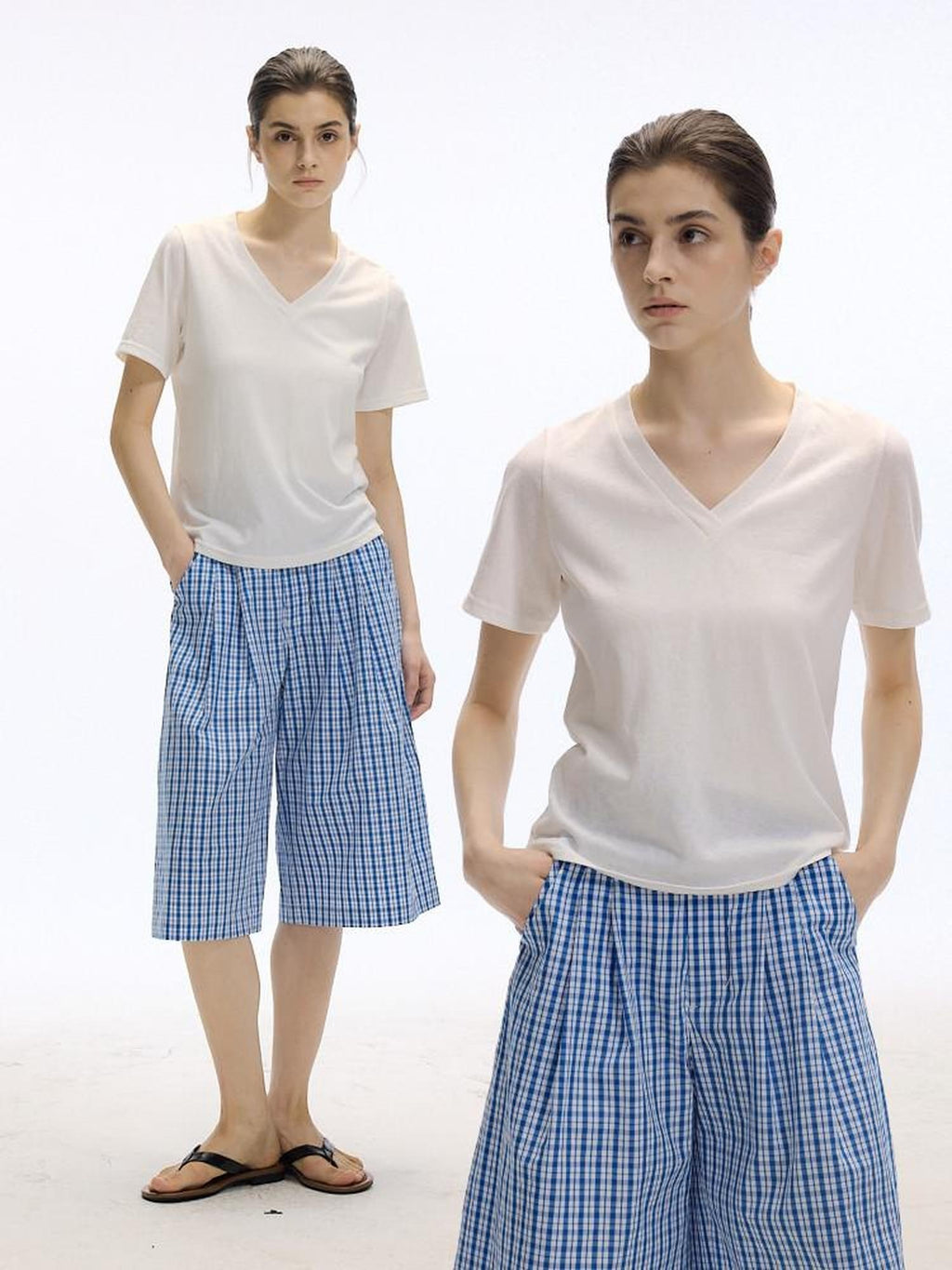 Country Moment Moisture Wicking Street Straight V-neck Cotton Blend White Short Sleeve T-Shirts