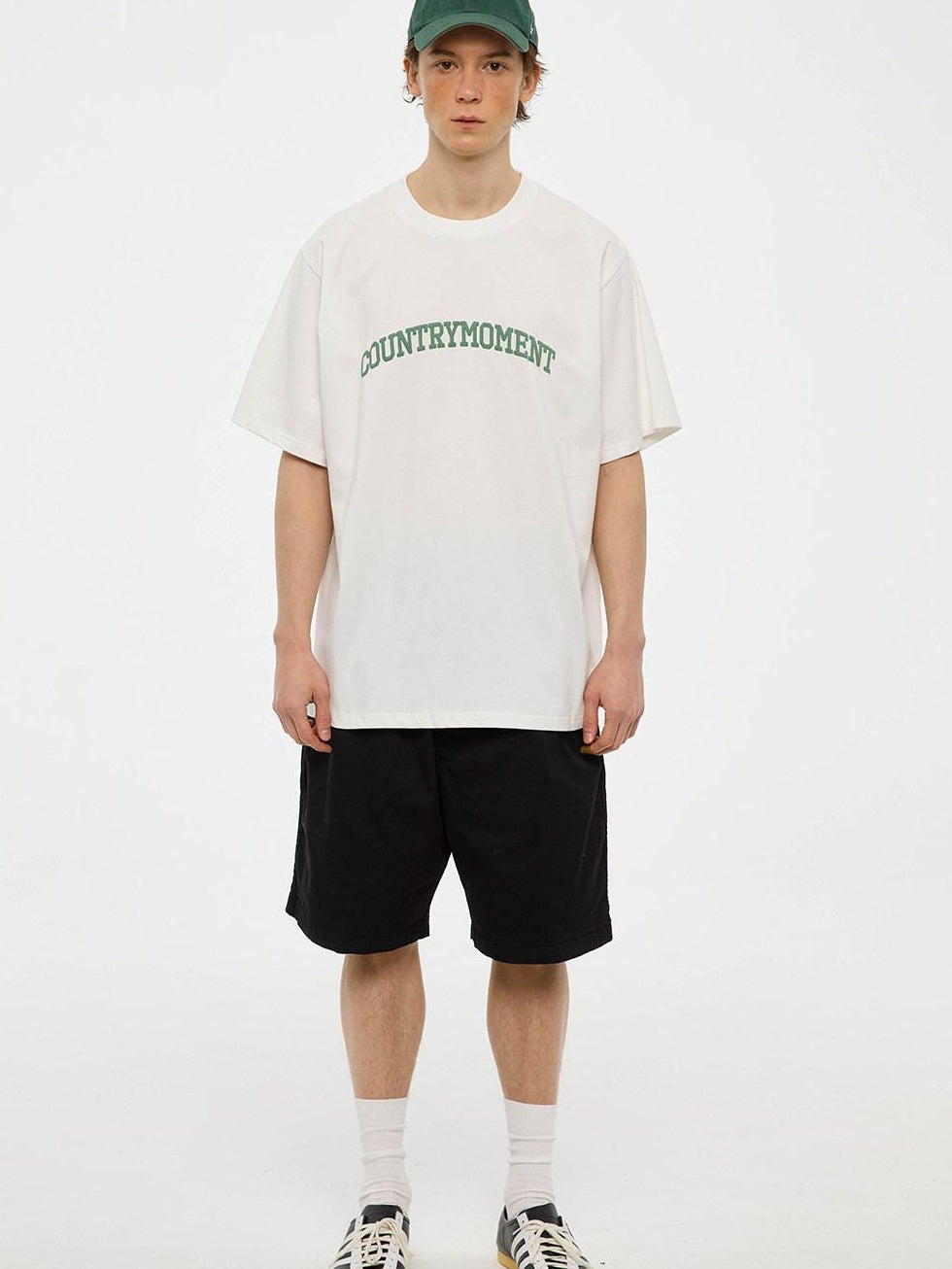 Country Moment Pure Cotton Japanese Loose Fit Crew Neck Letter Logo Print Short Sleeve T-Shirts