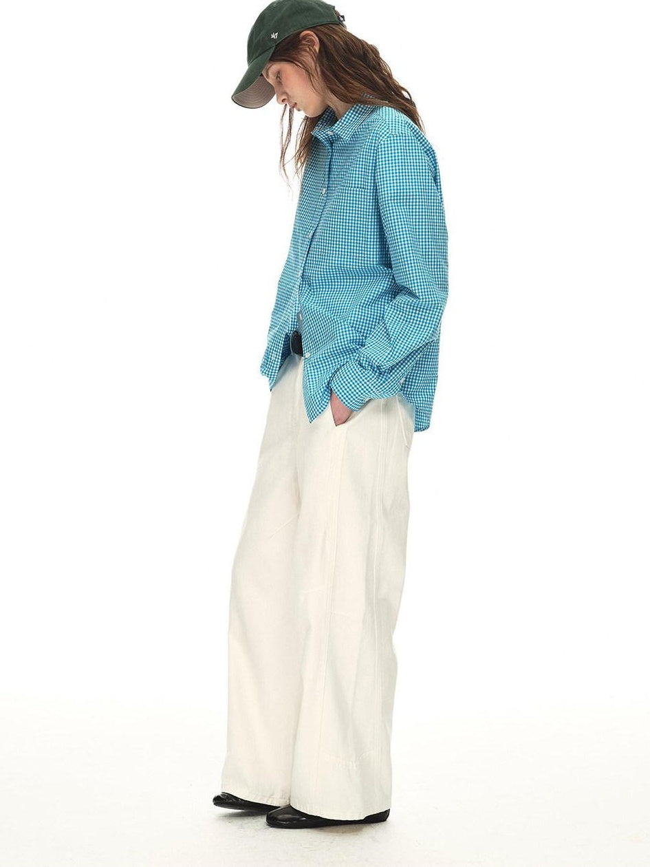 Country Moment Breathable Cotton Relaxed Natural Waist Casual Daily White Wide Leg Pants