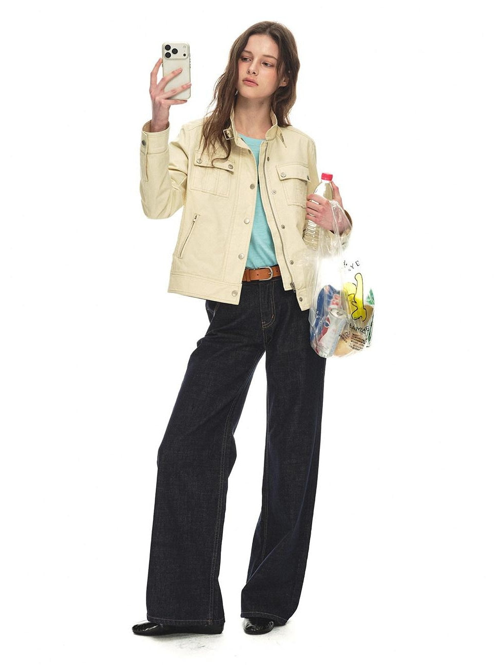 Country Moment Durable Cotton Button Loose Fit Vintage Stand Collar Women Cropped Jackets