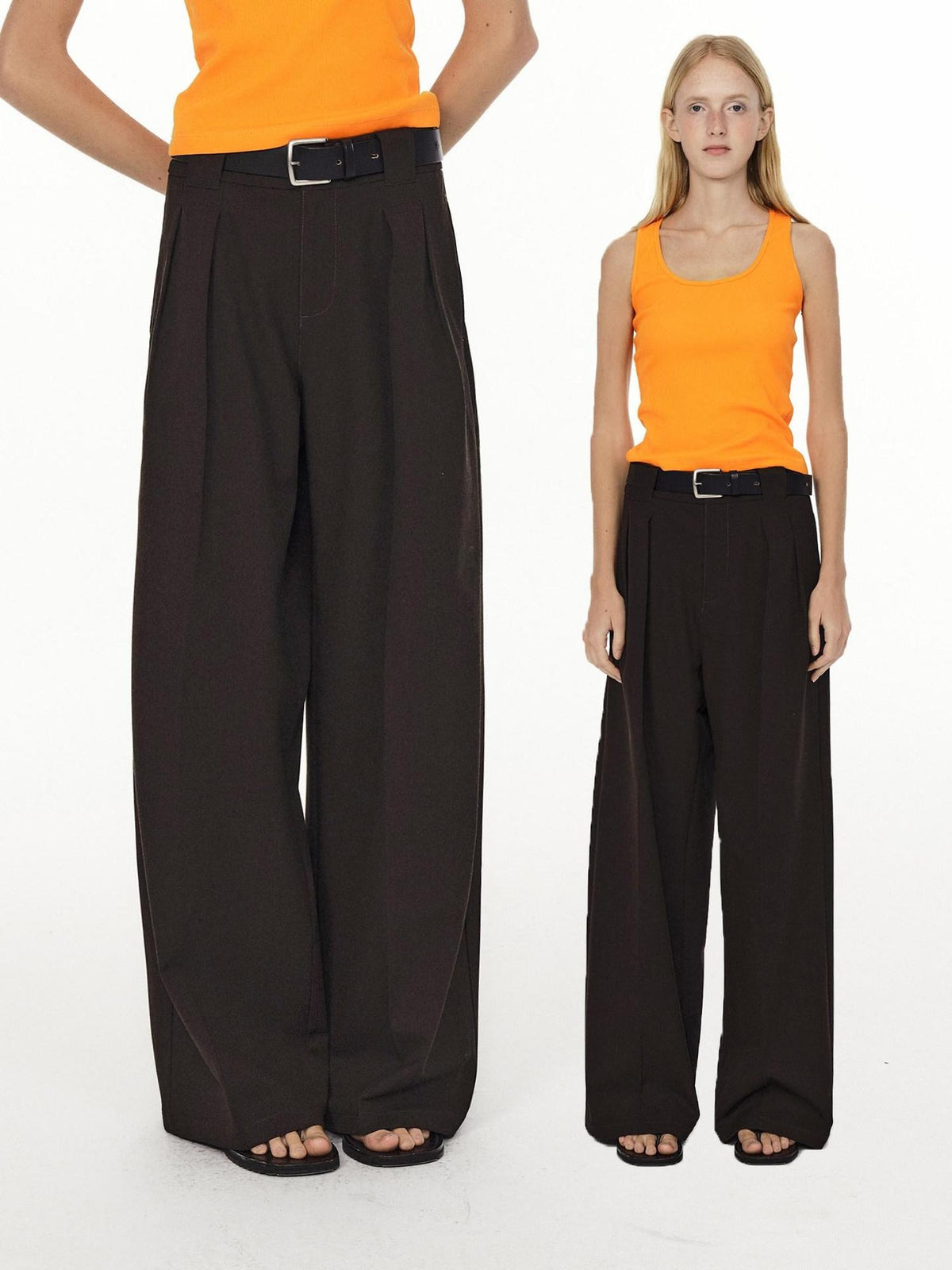 Country Moment Wrinkle Resistant Pleated Mid Rise Relaxed Straight Cut Casual Wide Leg Pants
