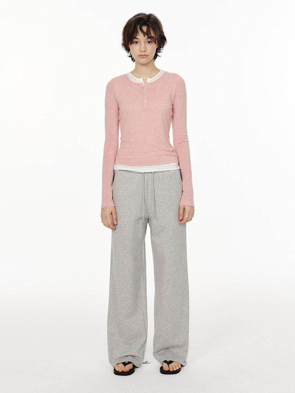 Country Moment High Waist Breathable Cotton Loose Straight Leg Casual Black Grey Straight Pants