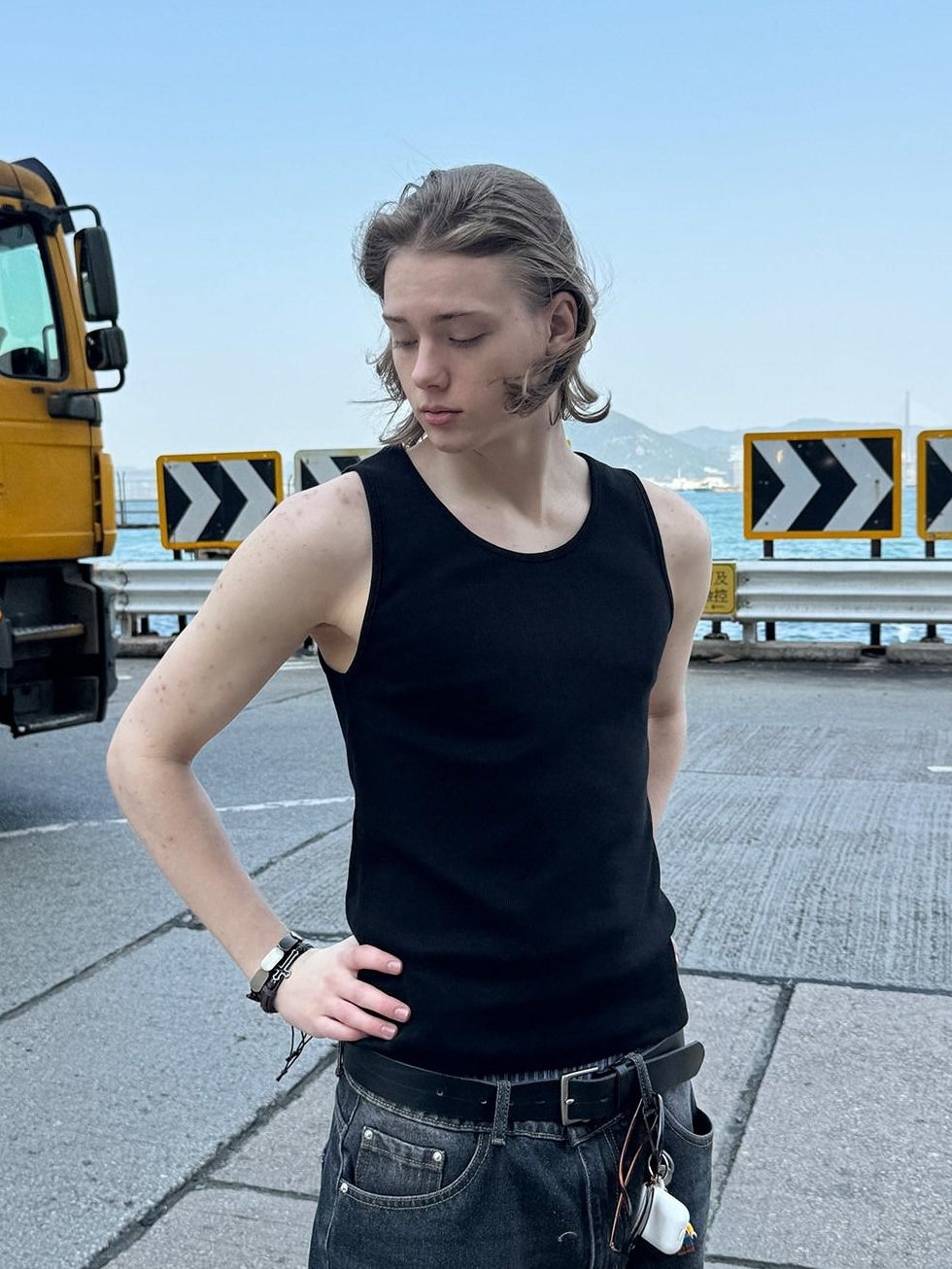 Country Moment Soft Stretch Slim Fit American Crew Neck Teen Casual Solid Cotton Tank Tops