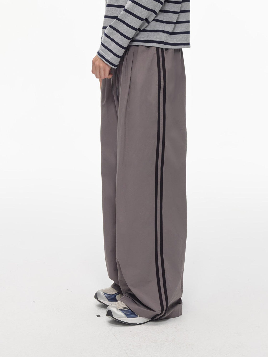 Country Moment Elastic Waist Loose Fit Youth Striped Cotton Blend Straight Pants