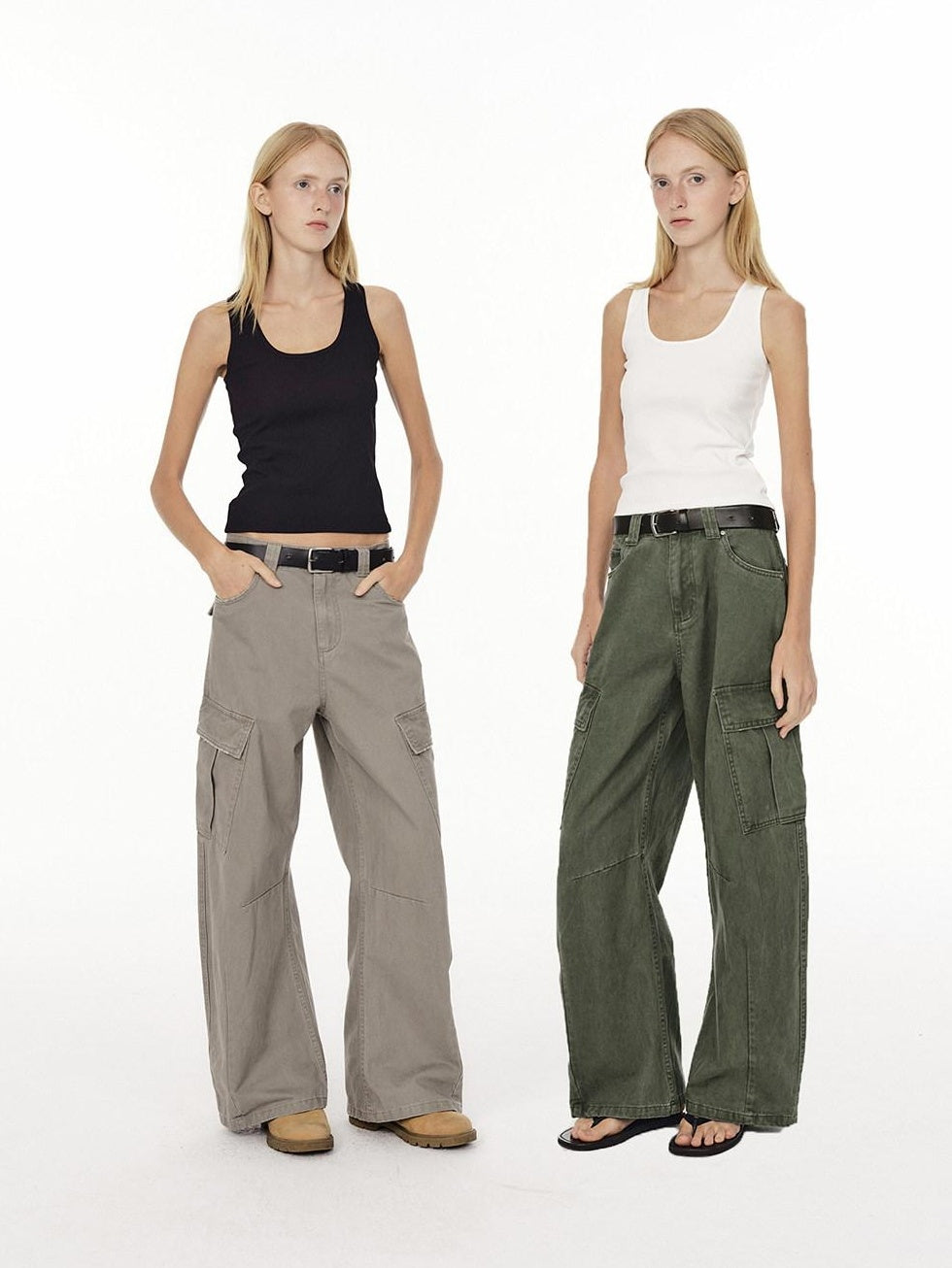 Country Moment Breathable Washed Cotton Relaxed Straight Pocket Button Fly Casual Cargo Pants