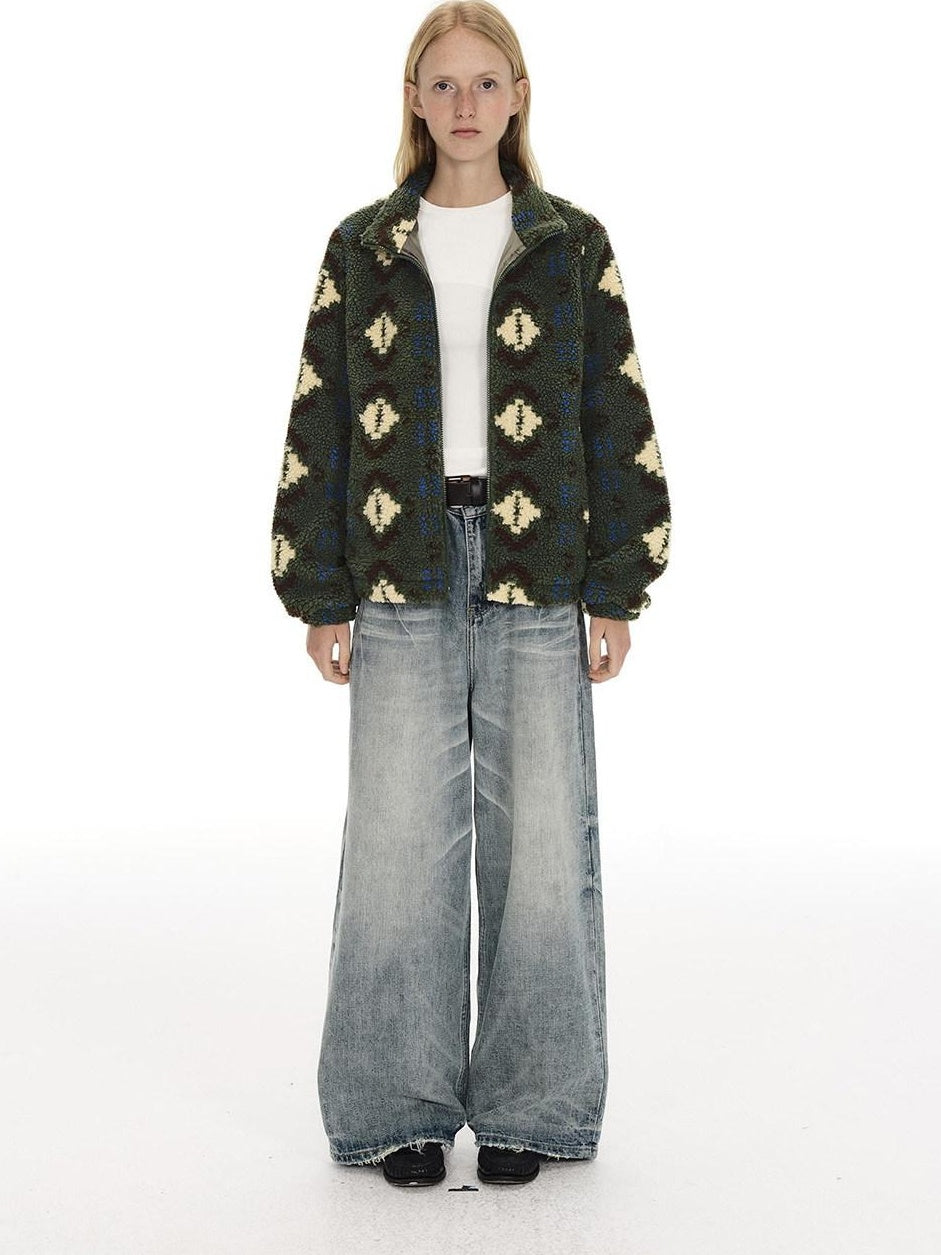Country Moment Warm Sherpa Lined Loose Fit Toggle Detail Ethnic Men Commuter Cropped Jackets