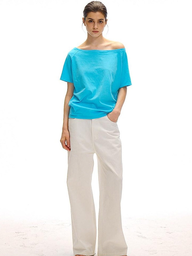 Country Moment Versatile Cotton Loose Natural Waist Zip Fly Commuter White Straight Pants