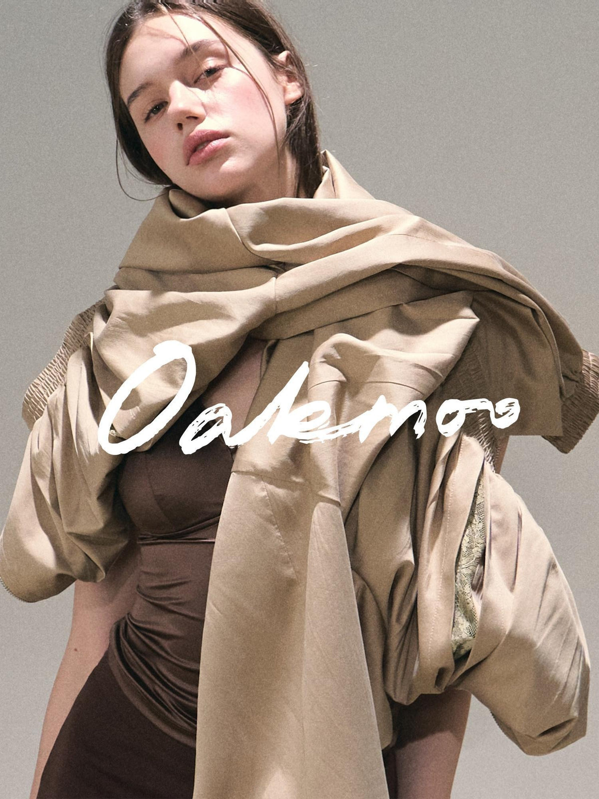 7 OAKMOO Cooling Tencel Loose Fit Casual Stand Collar Zip Women Palm Khaki Short Coat