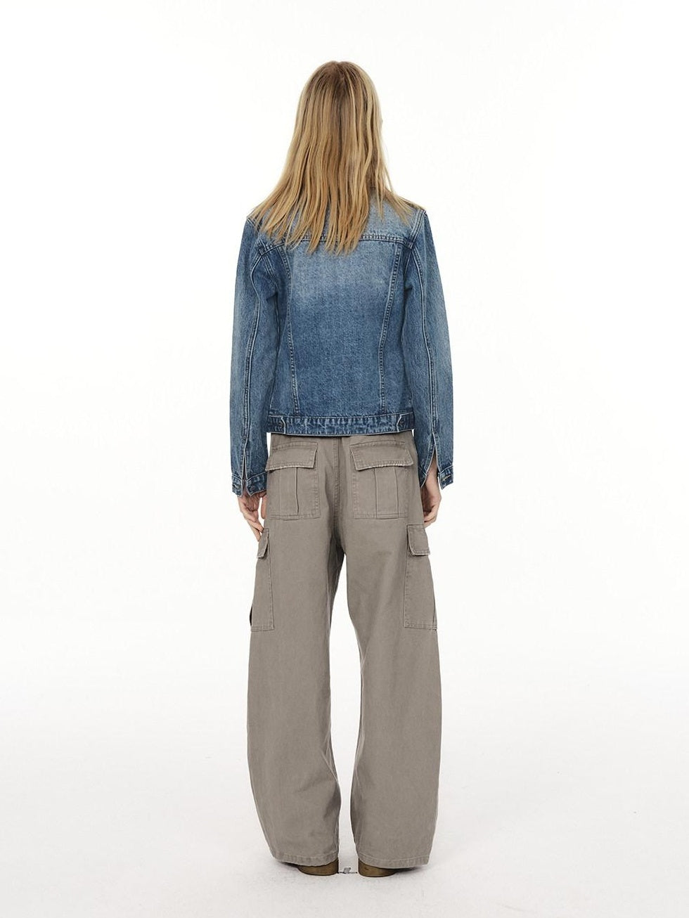 Country Moment Durable Gradient Washed Button Detail Vintage Slim Cropped Unisex Denim Jackets