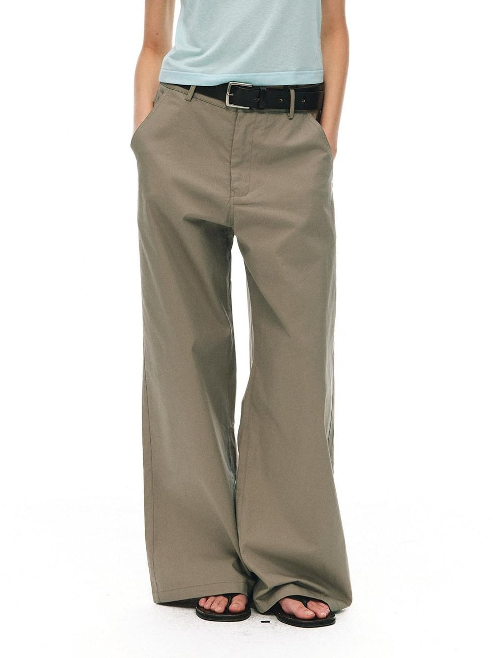 Country Moment Cotton Pleated Mid Rise Casual Straight Zipper Everyday Khaki Straight Pants