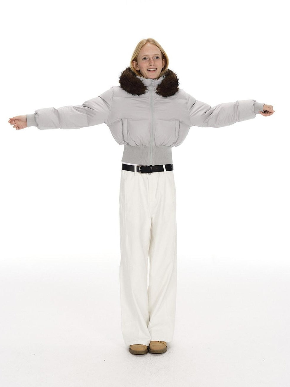 Country Moment Warm White Duck Down Slim Fit Short Hooded Urban Casual Youth Down Jackets