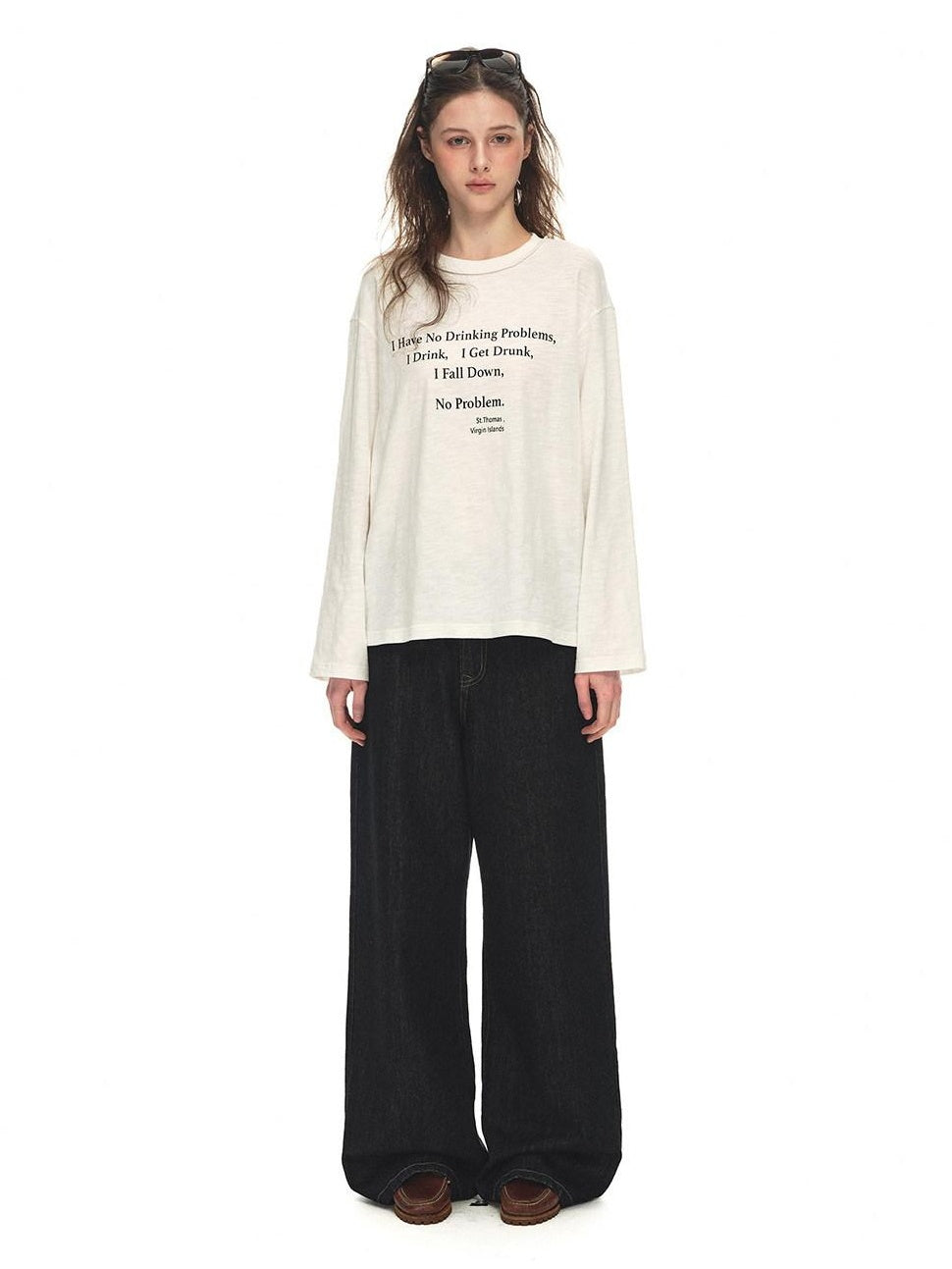 Country Moment Warm Cotton Mid Rise Loose Retro Button Fly Black Casual Commuter Wide Leg Jeans