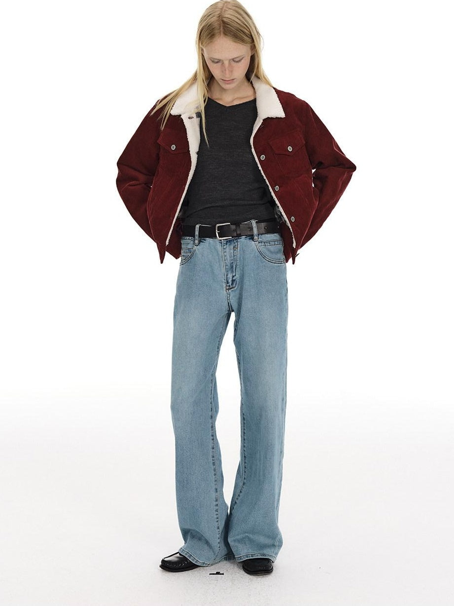 Country Moment Vintage Washed Low Rise Loose Fit Micro Stretch Casual Blue Straight Leg Jeans
