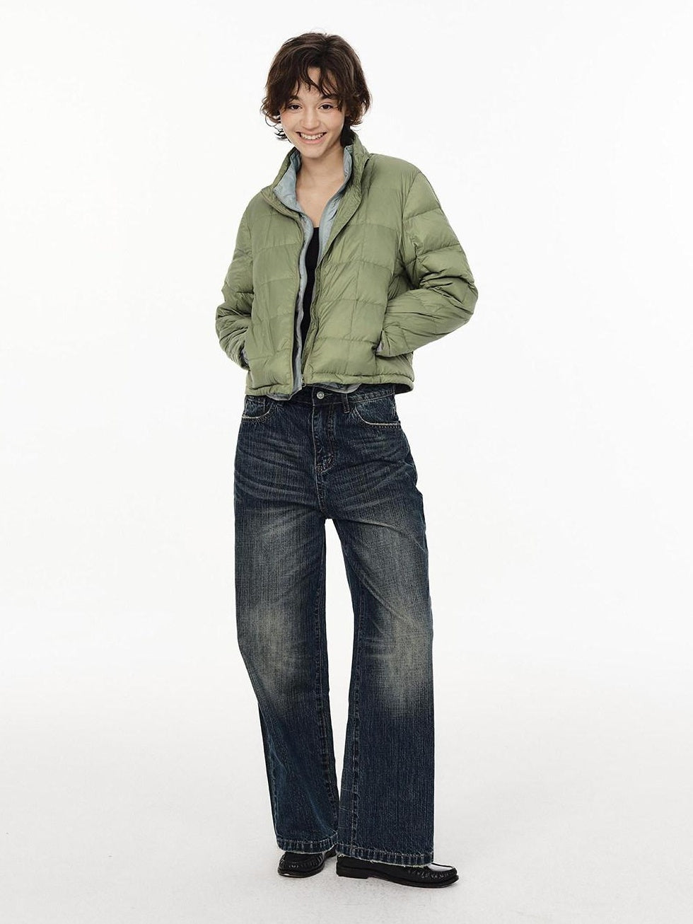 Country Moment Lightweight 650Fp White Duck Down Patchwork Short Stand Collar Women Down Jackets