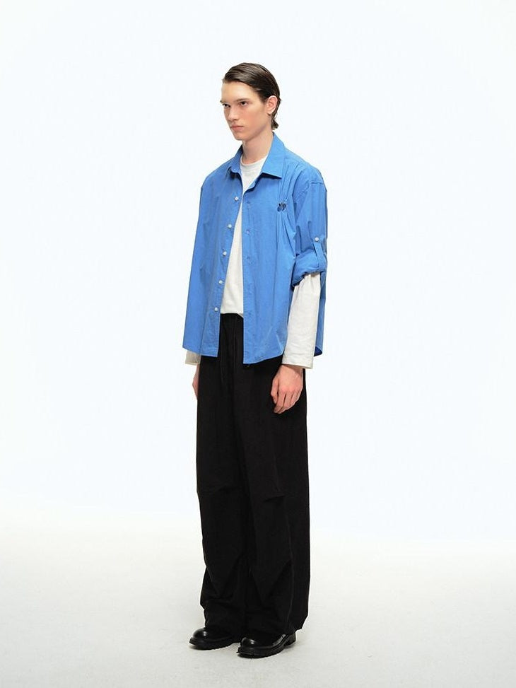 Country Moment Lightweight Nylon Blend Loose Fit Straight Leg Mid Rise Youth Black Cargo Pants