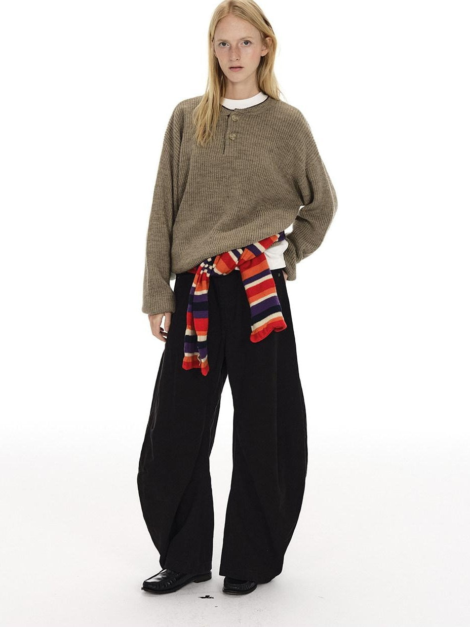 Country Moment Soft Thermal American Loose Fit Contrast Unisex Kids Knit Khaki Sweaters
