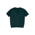 Country_Moment_Silk_Wool_Blend_Patchwork_V-neck_Slim_Fit_Work_Olive_Brown_Short_Sleeve_T-Shirts_MISSTT