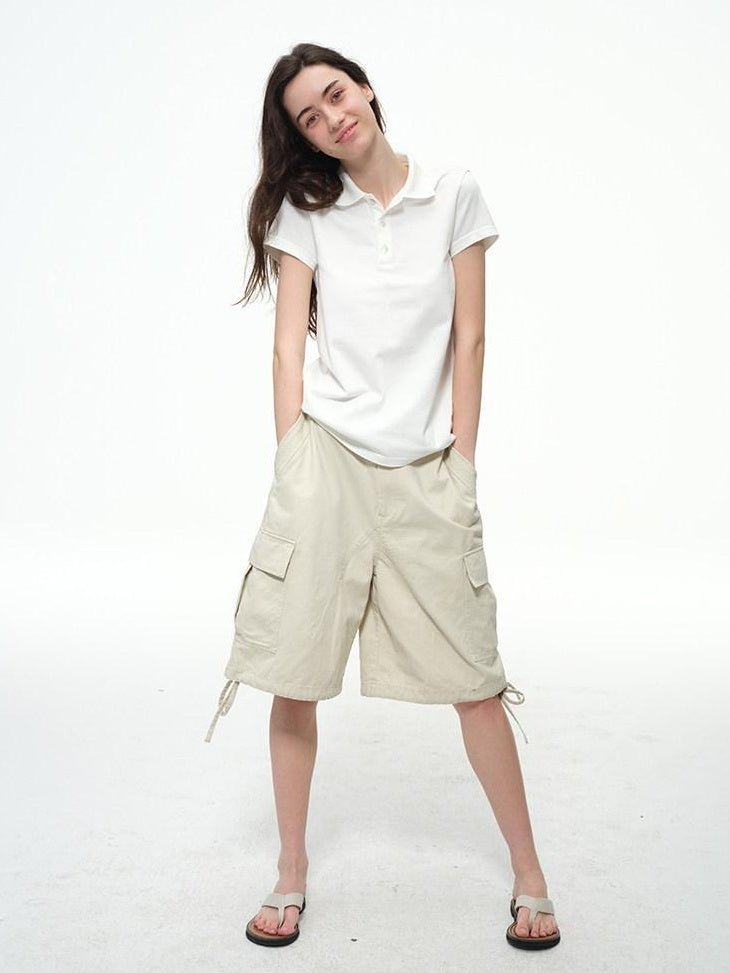 Country Moment Soft Cotton Blend Slim Fit Polo Collar Casual Solid Short Sleeve T-Shirts