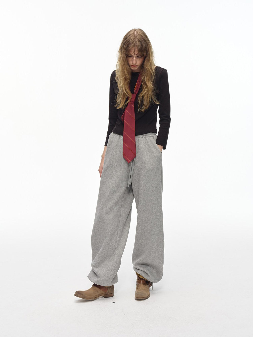 Country Moment Thermal Relaxed Straight Leg Midrise Elastic Waist Heather Grey Youth Sweatpants