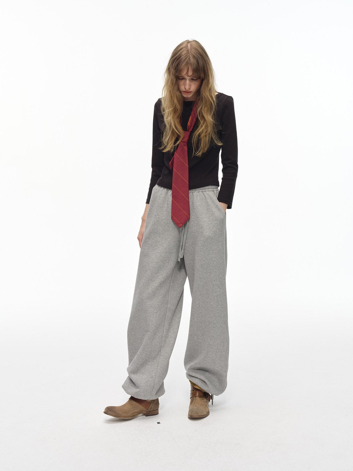 Country Moment Thermal Relaxed Straight Leg Midrise Elastic Waist Heather Grey Youth Sweatpants