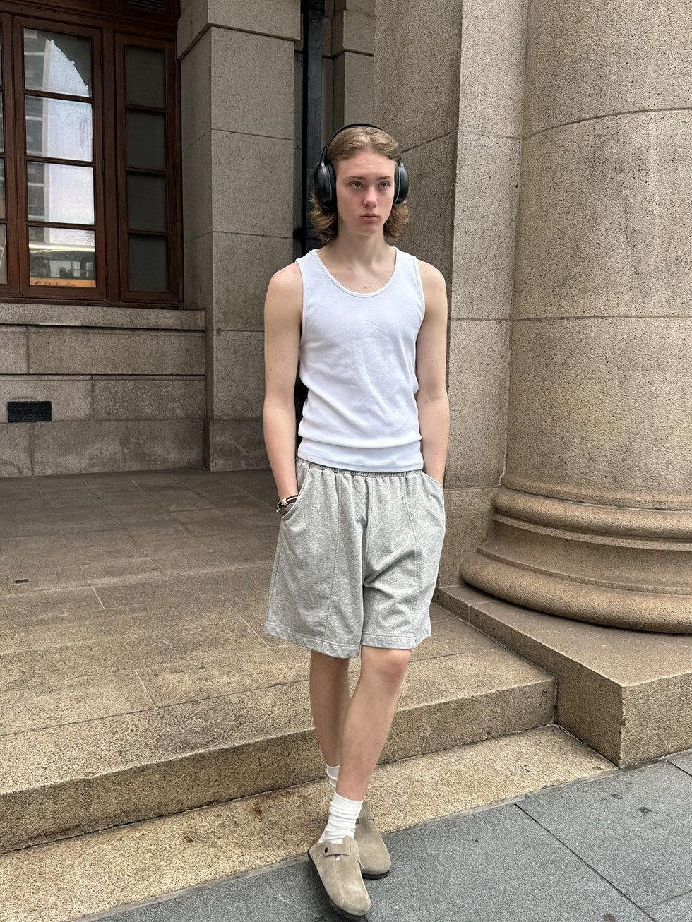 Country Moment Cotton Blend Slight Stretch Loose Mid Waist Daily Casual Grey Mid-Length Shorts