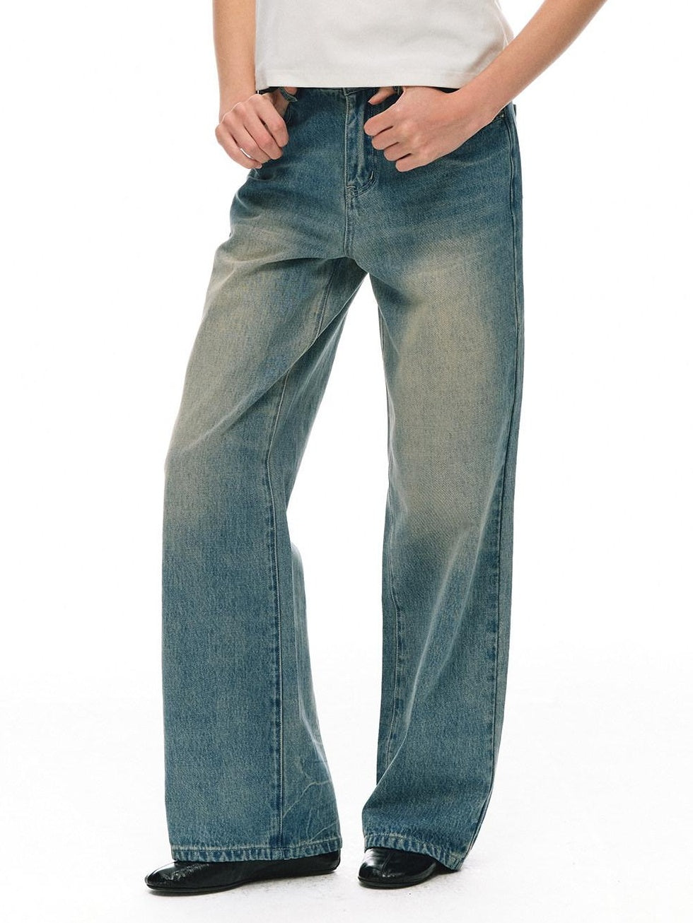 Country Moment Soft Breathable Mid Rise Washed Denim Relaxed Unisex Straight Leg Jeans